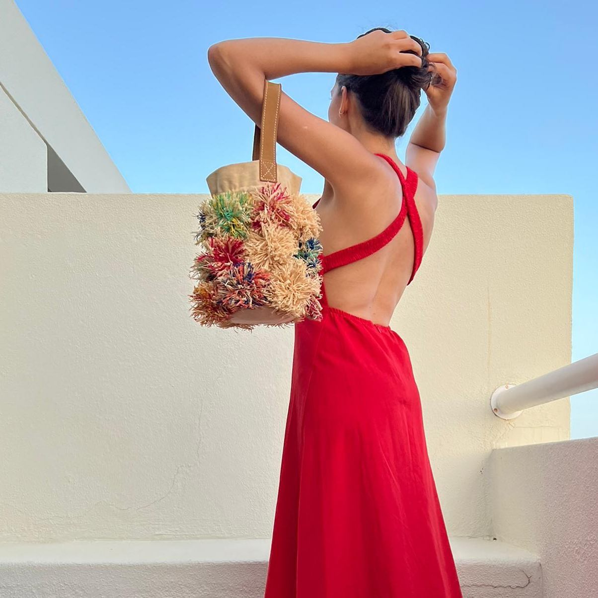 Lalim - bag with handmade raffia flowers