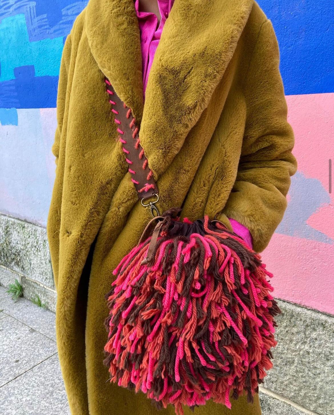 Burga - bag with handmade wool fringes