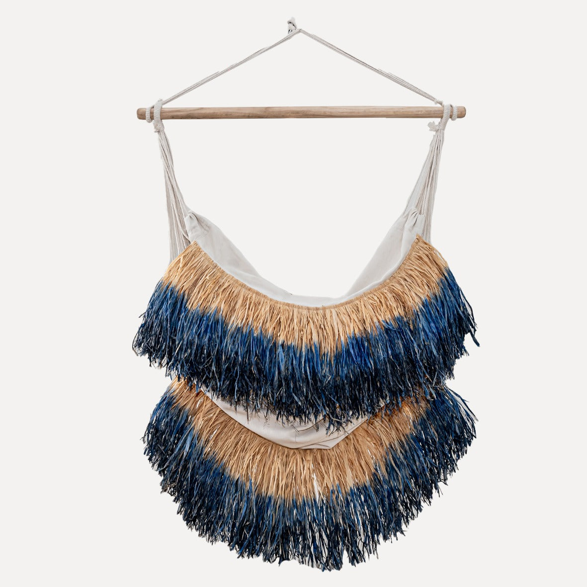 Cimbres - dégradé dyed raffia garden chair/hammock in Comporta Blue