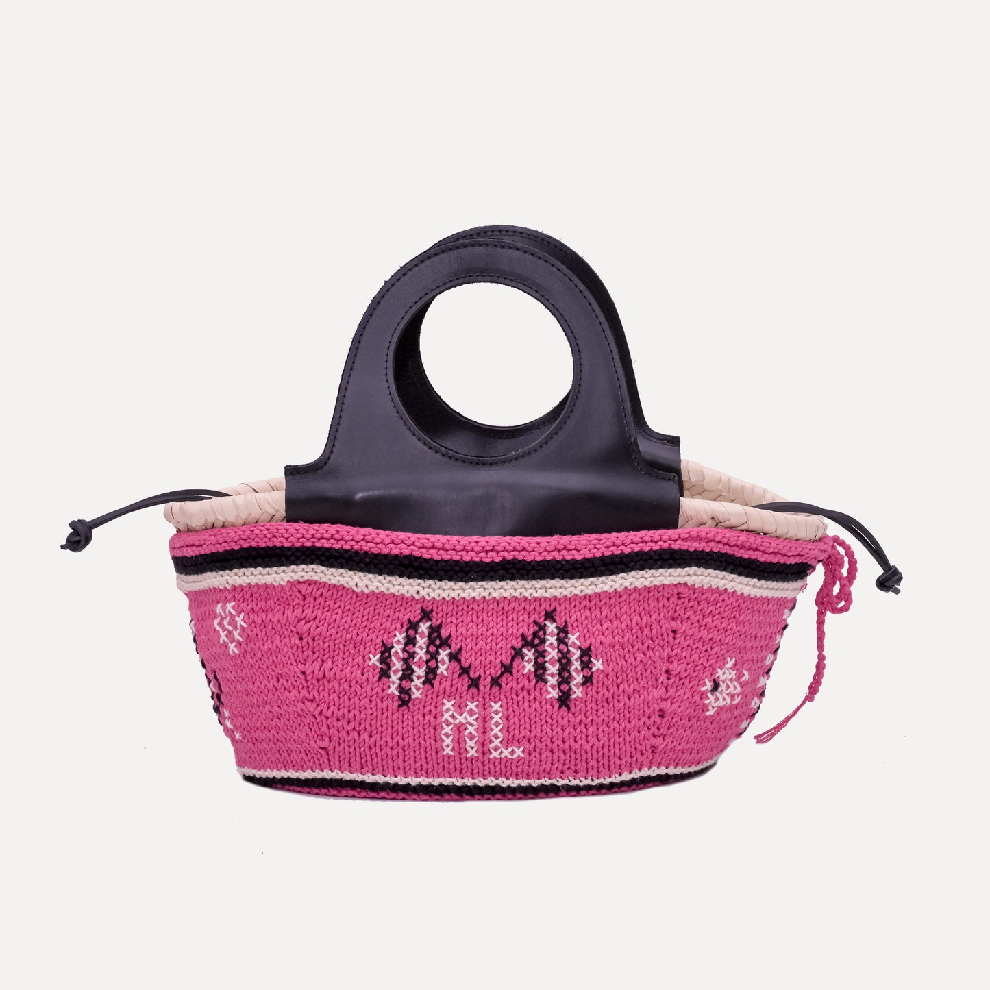 Caxinas - mini embroidered basket in burgundy