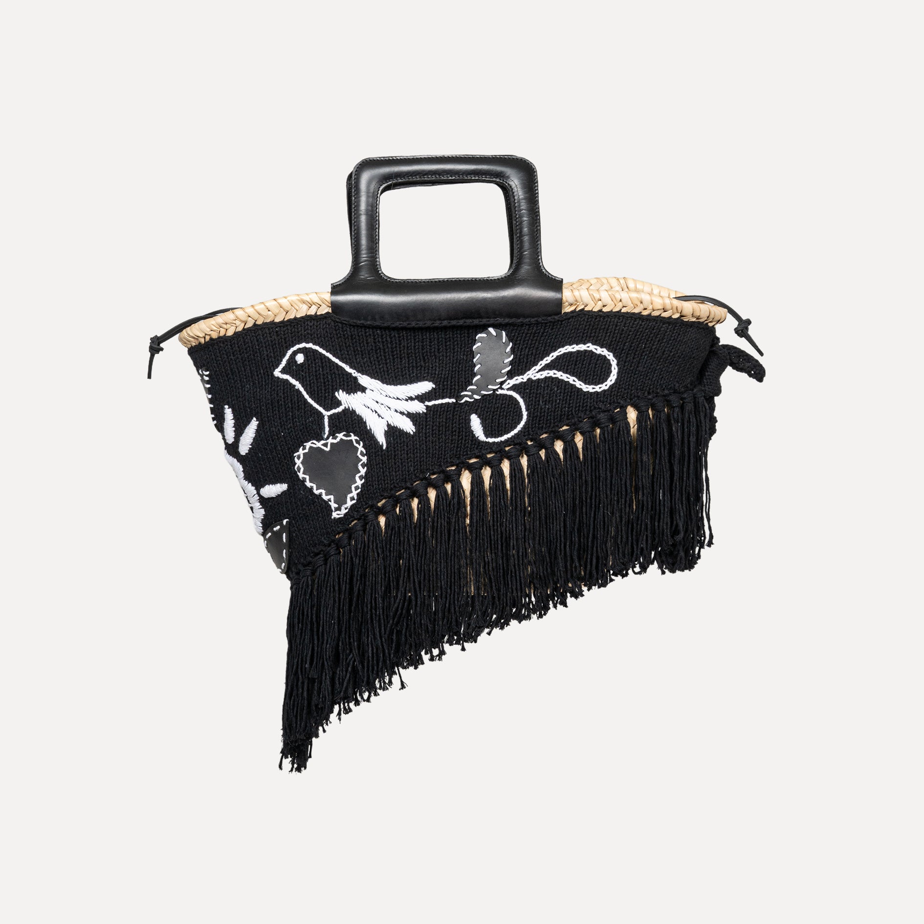Viana - embroidered basket in black&white – Entrudo