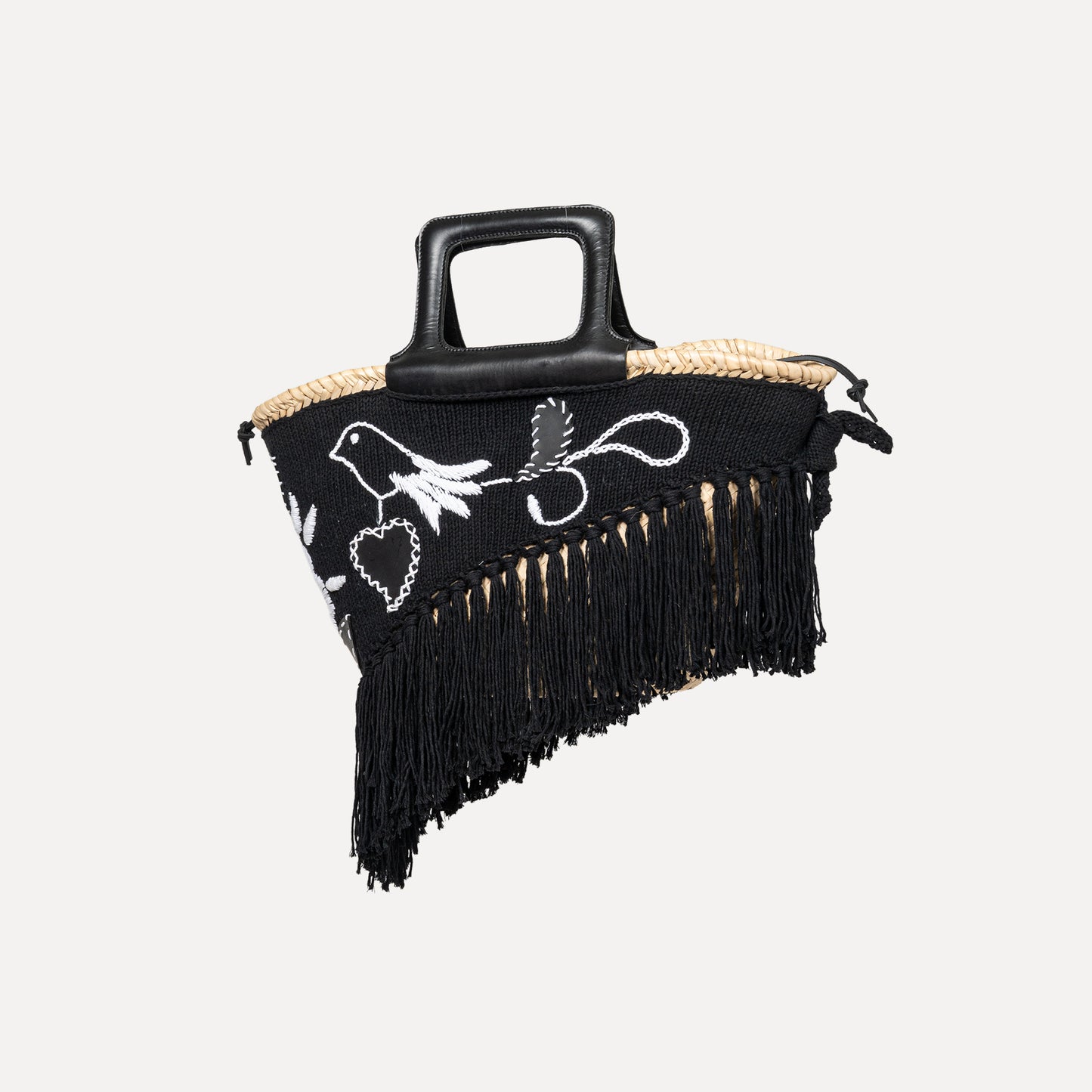 Viana - embroidered basket in chocolate