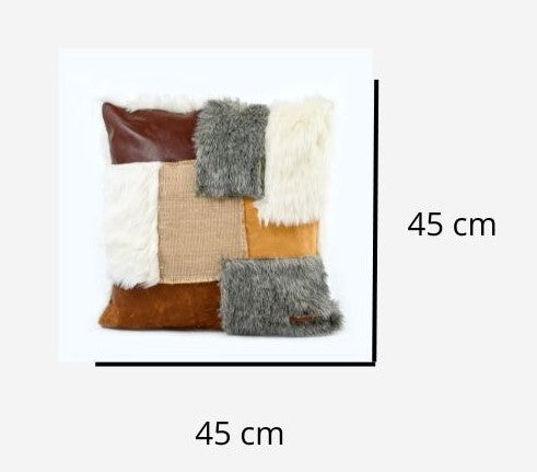 Bornes - cushion with faux fur patchwork