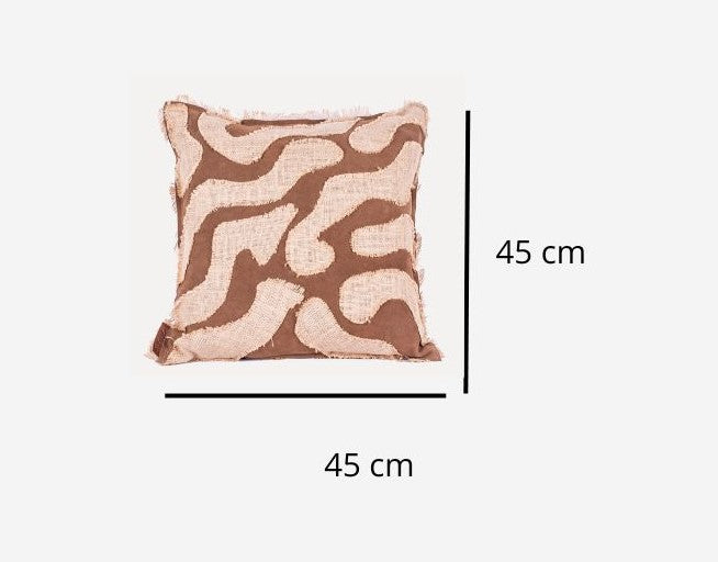 Chama - cushion with jute and leather patchwork