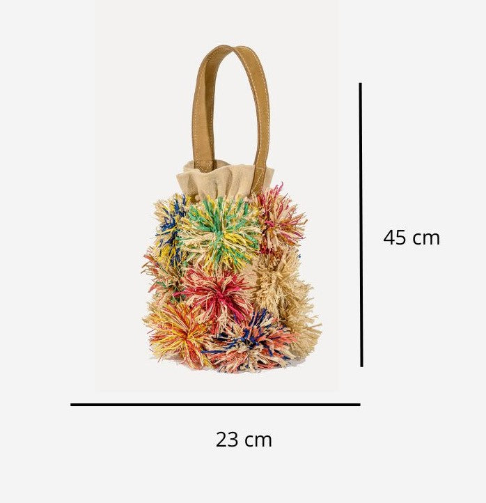 Lalim - bag with handmade raffia flowers