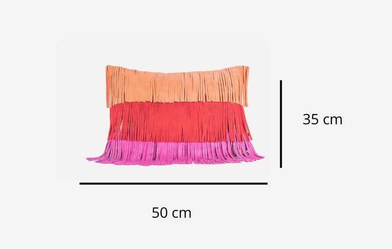 Lazarim - cushion with leather fringes in pink