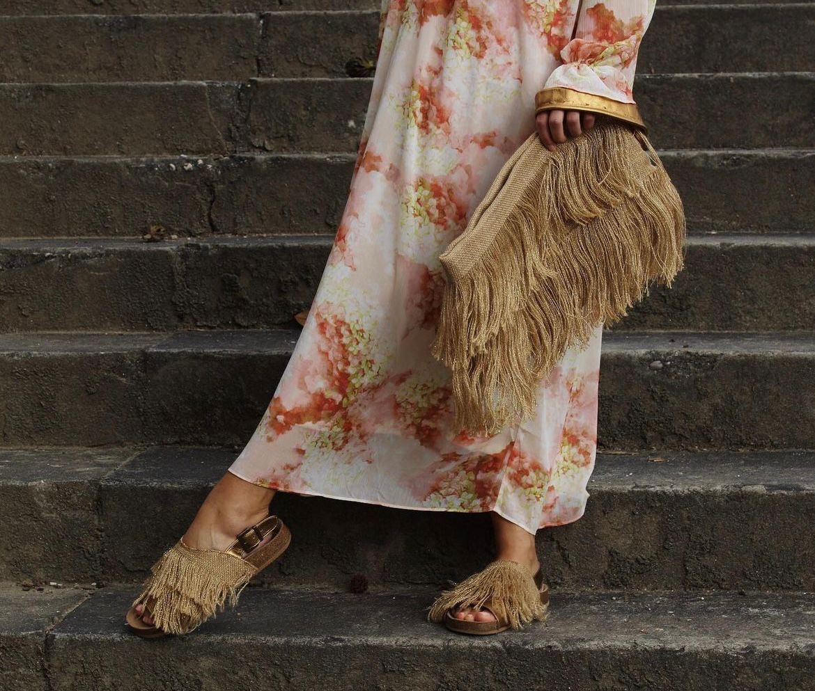 Sendas - sandals with jute and lurex