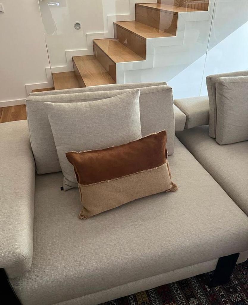 Varge - cushion with leather and jute