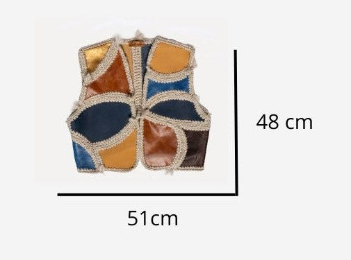 Paçó - patchwork leather vest with wool