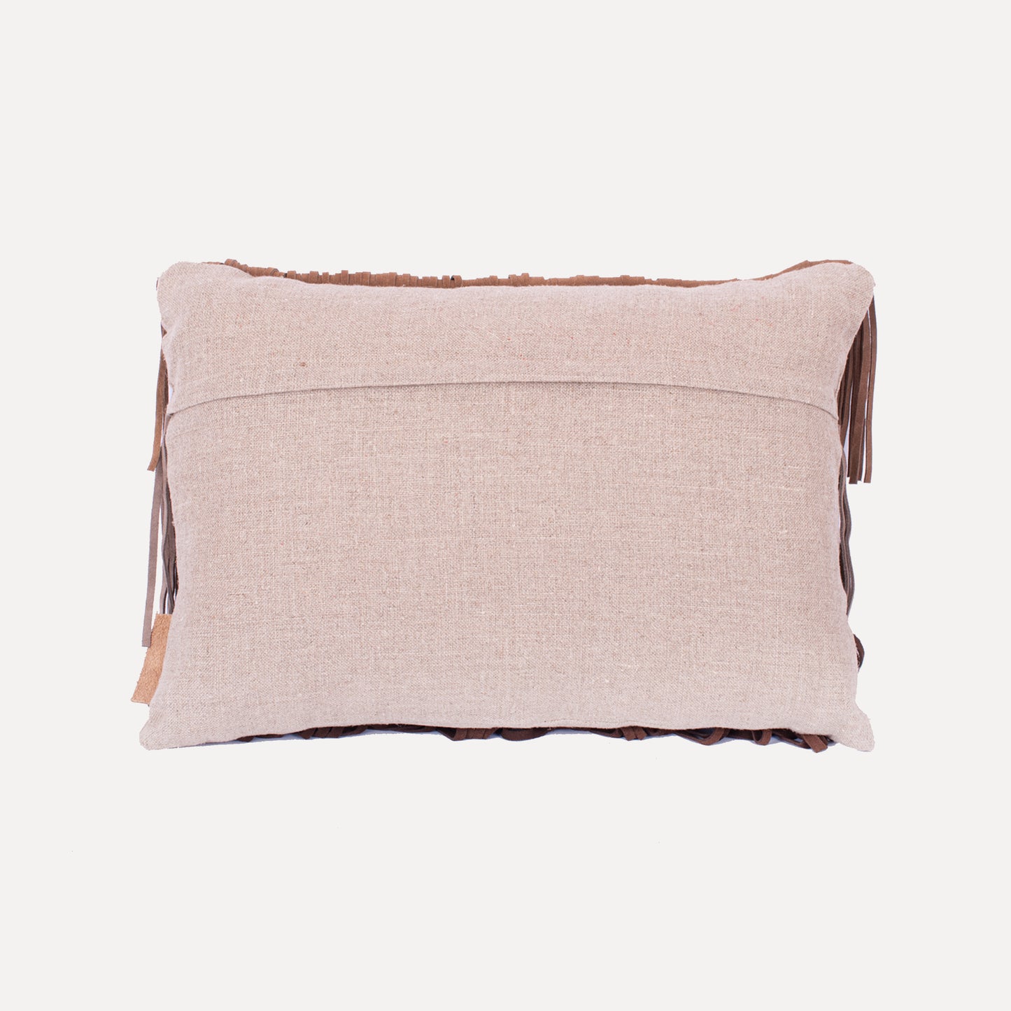 Lazarim - cushion with leather fringes in chocolate brown