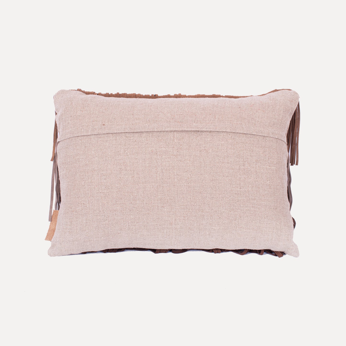 Lazarim - cushion with leather fringes in chocolate brown