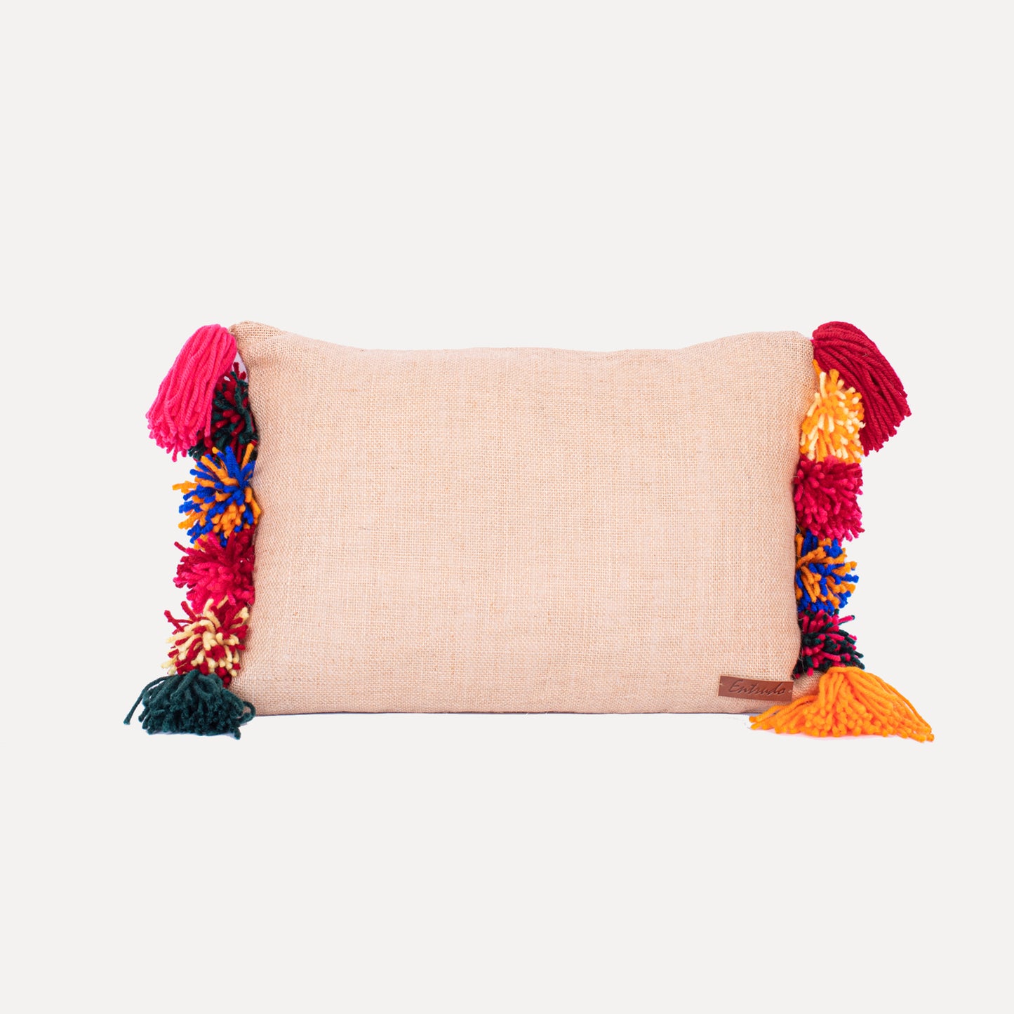 Onor - jute cushion with wool pom poms