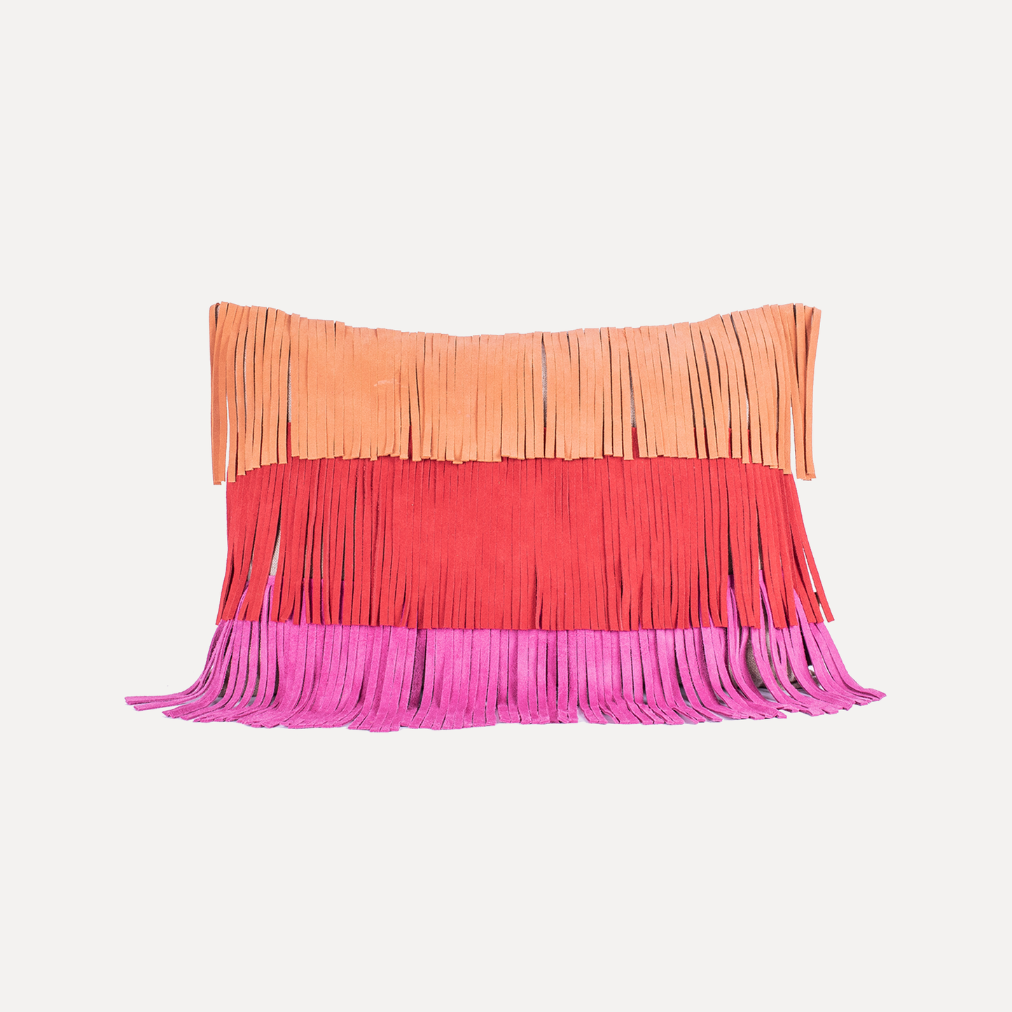 Lazarim - cushion with leather fringes in pink