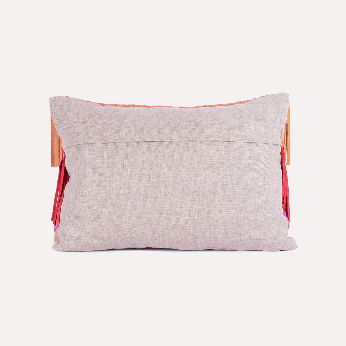 Lazarim - cushion with leather fringes in pink