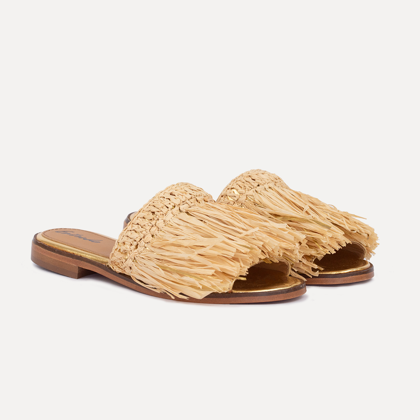 Cambres - raffia sliders in golden