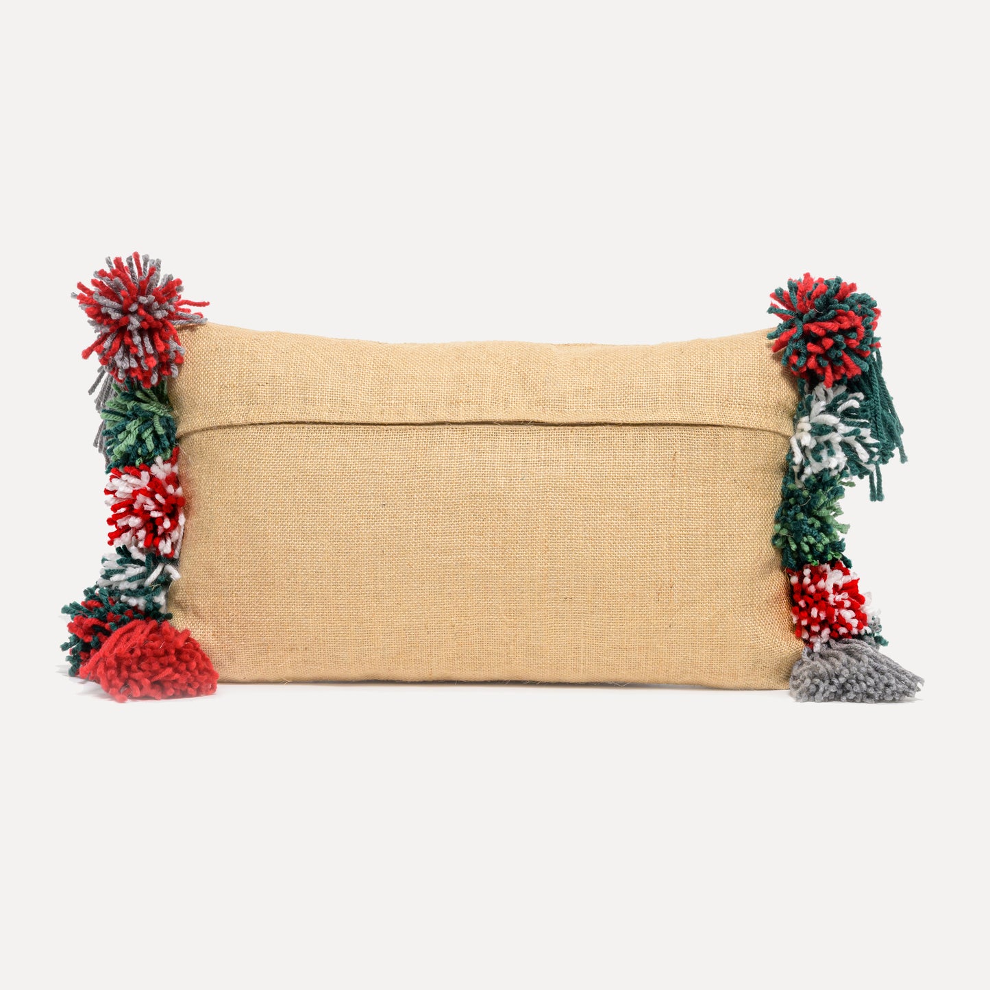 Onor (Special Christmas Edition) - cushion with wool pom poms and a leather pocket