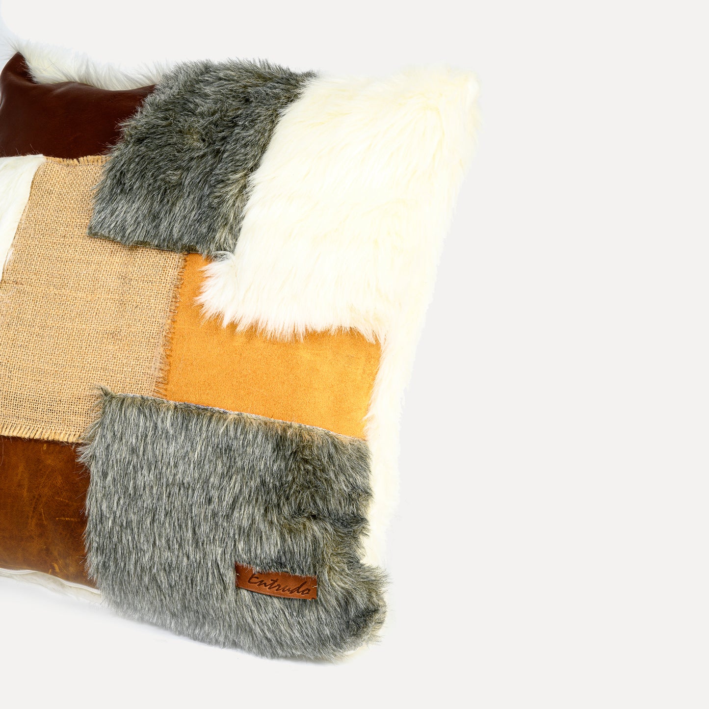 Bornes - cushion with faux fur patchwork