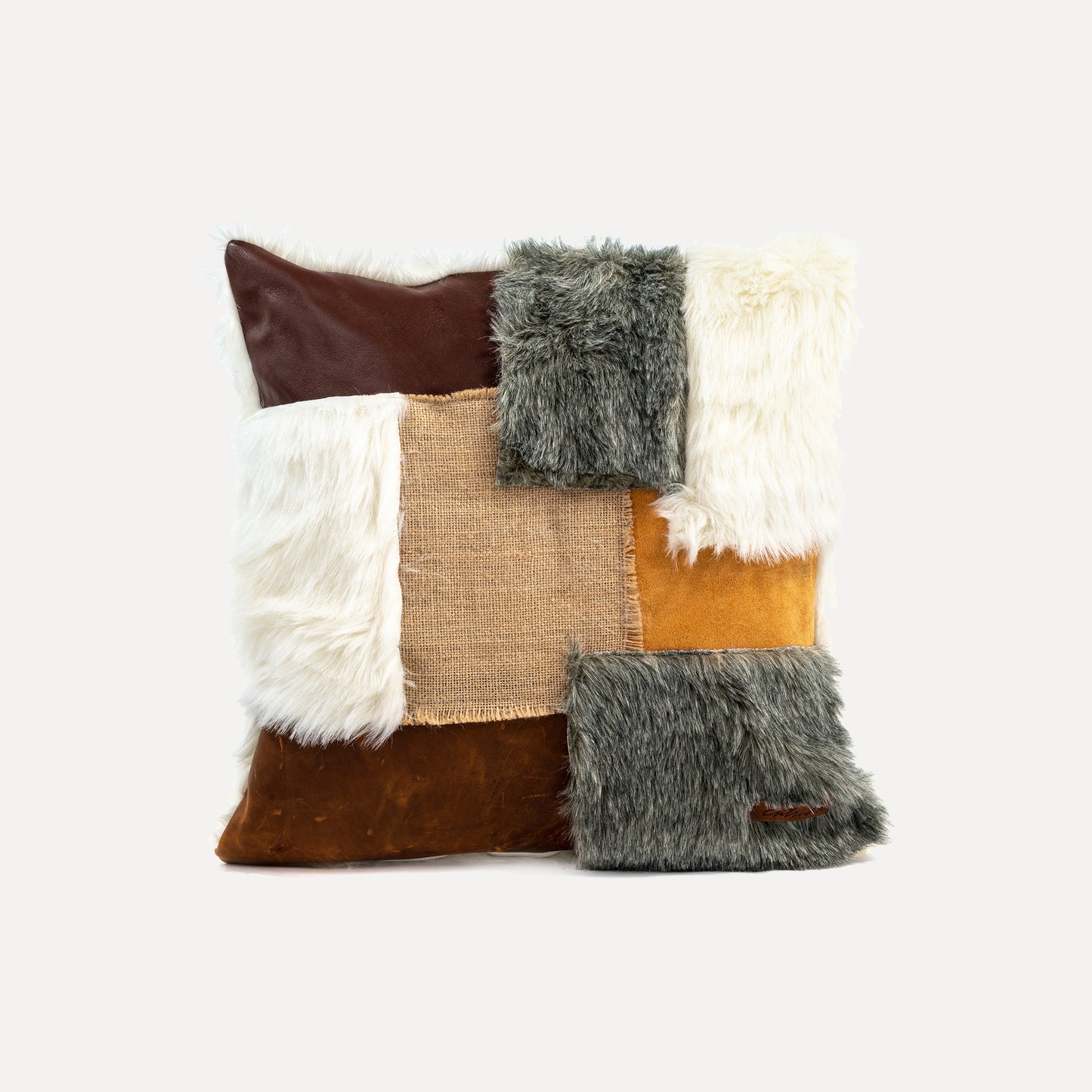 Bornes - cushion with faux fur patchwork