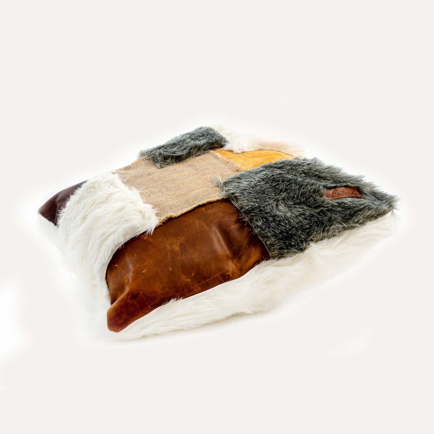 Bornes - cushion with faux fur patchwork