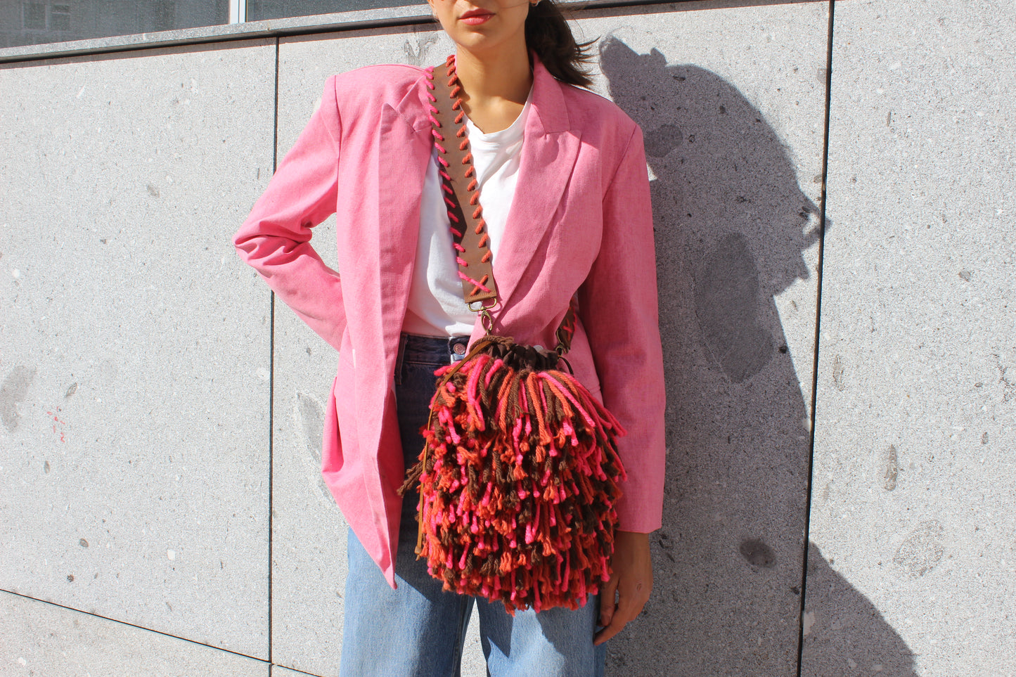 Burga - bag with handmade wool fringes