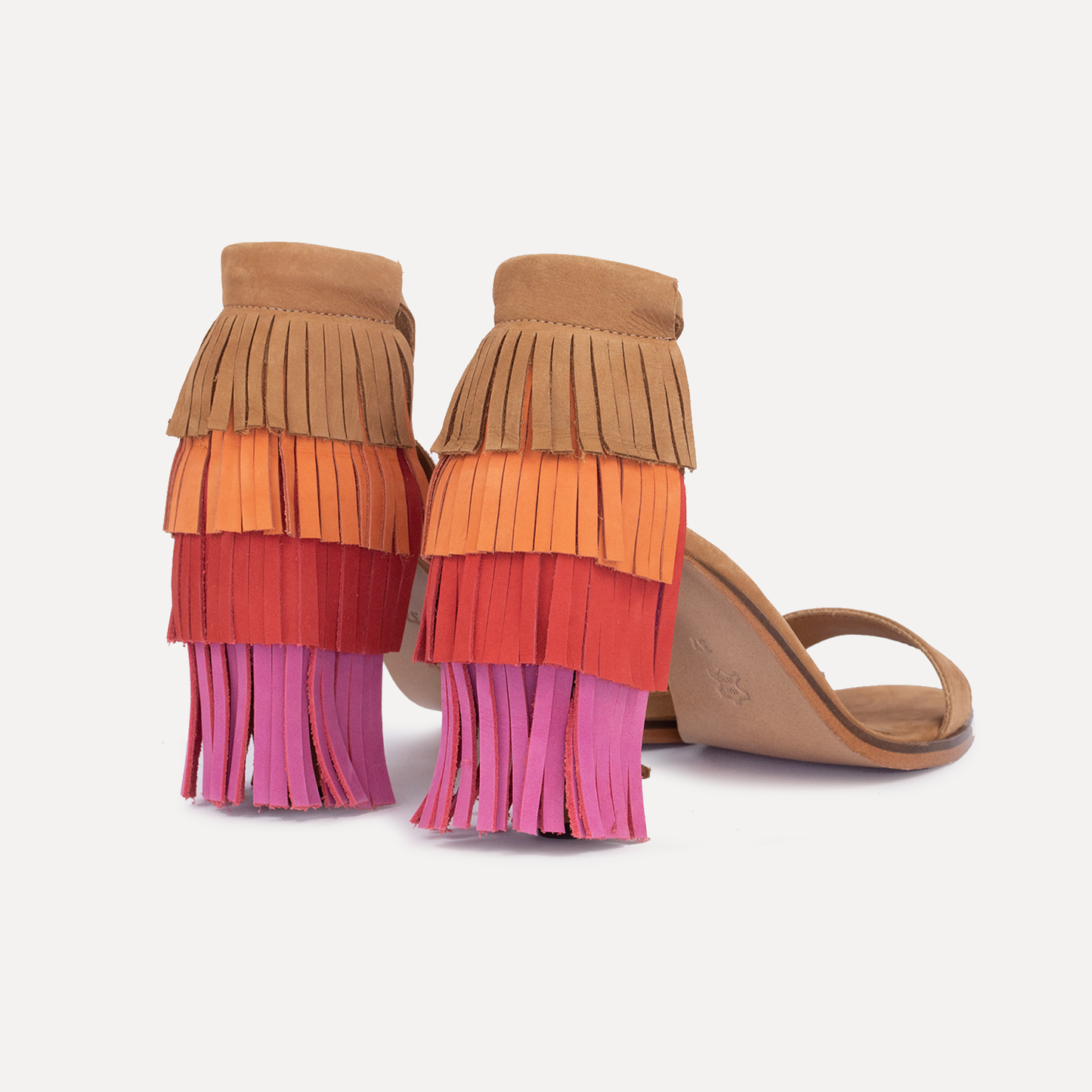 Lazarim - high heel sandals with fringes in pink