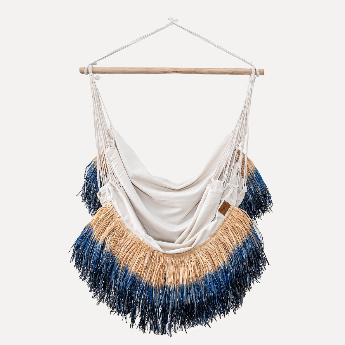 Cimbres - dégradé dyed raffia garden chair/hammock in Comporta Blue