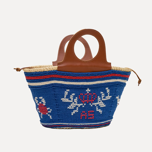 Póvoa - embroidered basket in electric blue