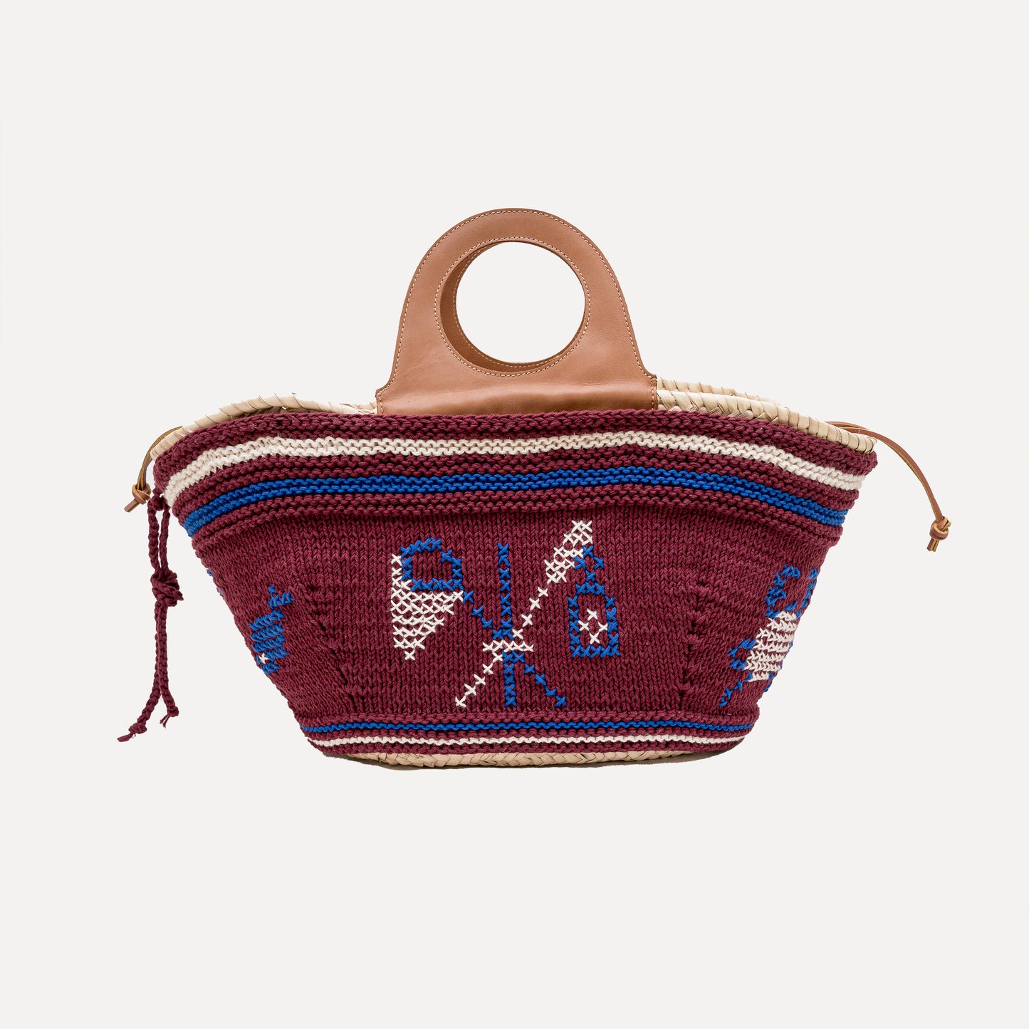 Póvoa - embroidered basket in burgundy