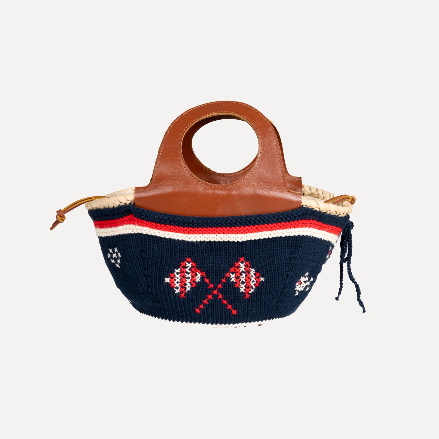 Caxinas - mini embroidered basket in burgundy