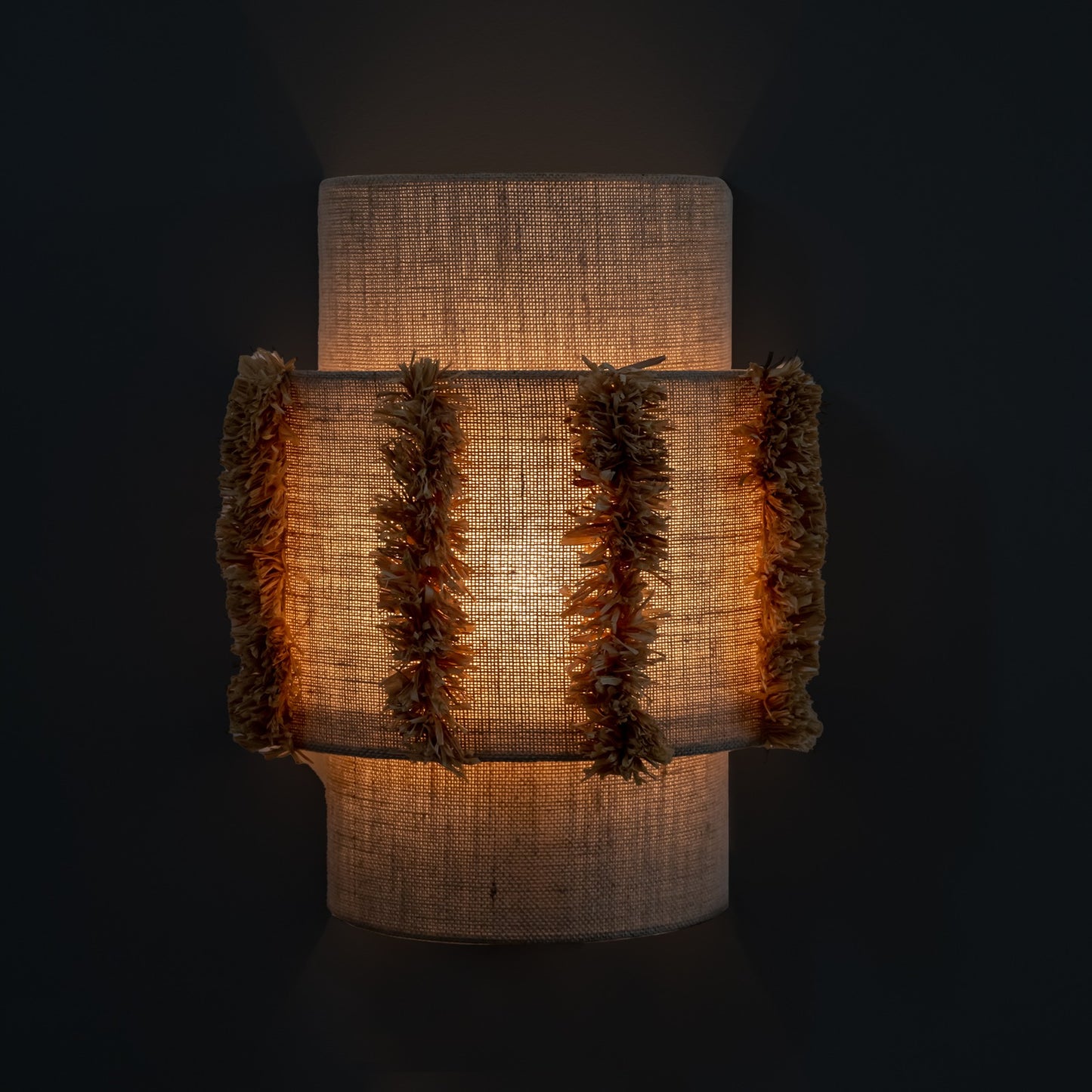 Larinho - jute wall lamp with natural raffia