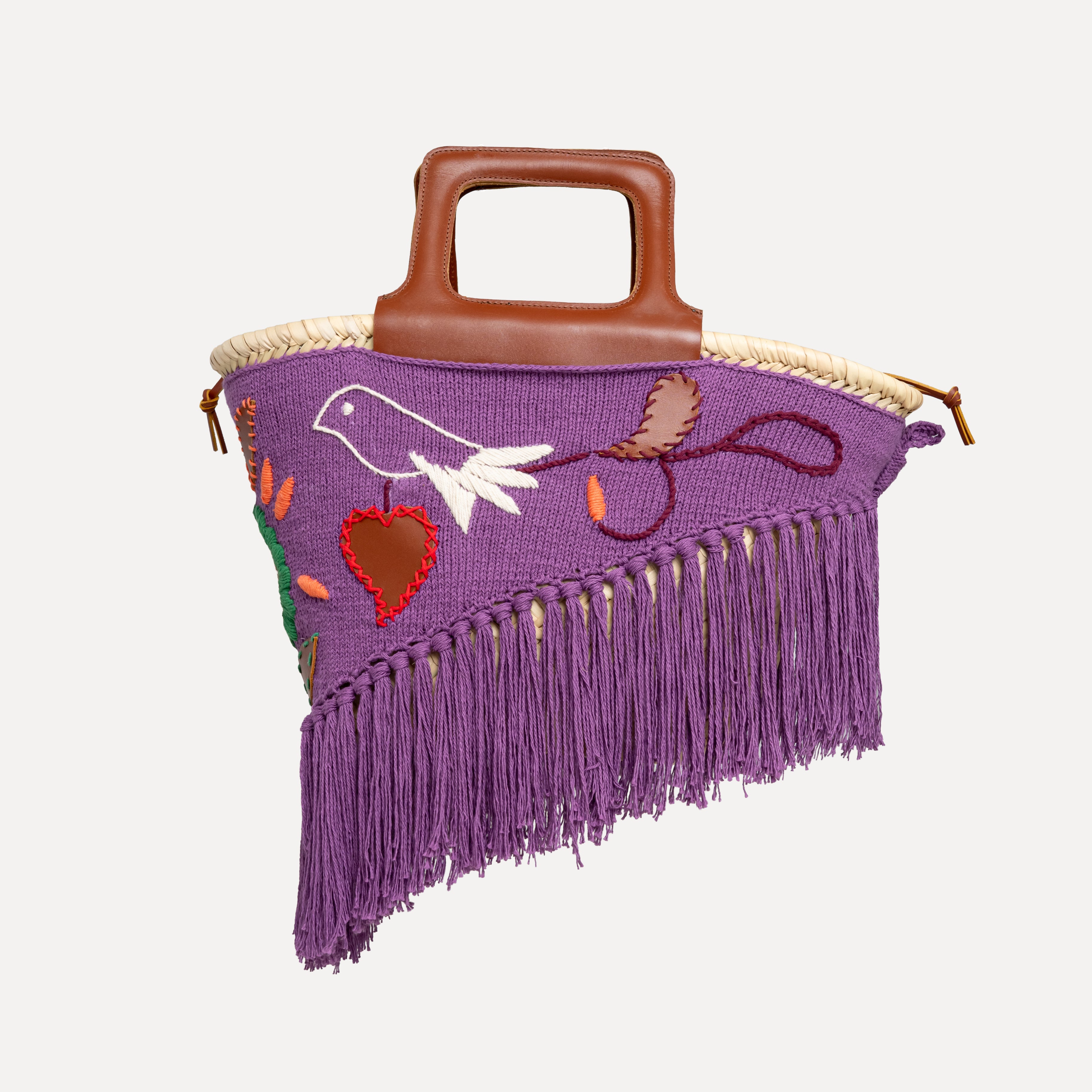 バッグ BALOU Embroidered Basket Bag Viana - embroidered basket in chocolate – Entrudo