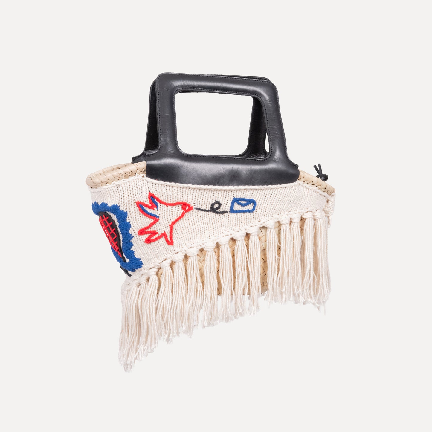 Minho - embroidered basket in black