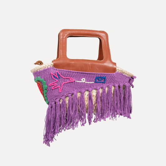 Minho - embroidered basket in purple
