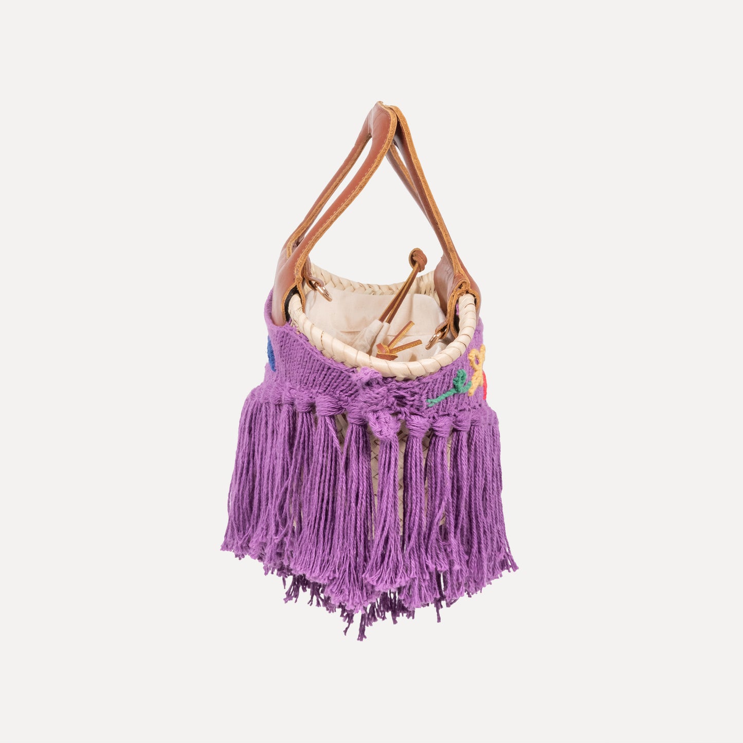 Minho - embroidered basket in purple
