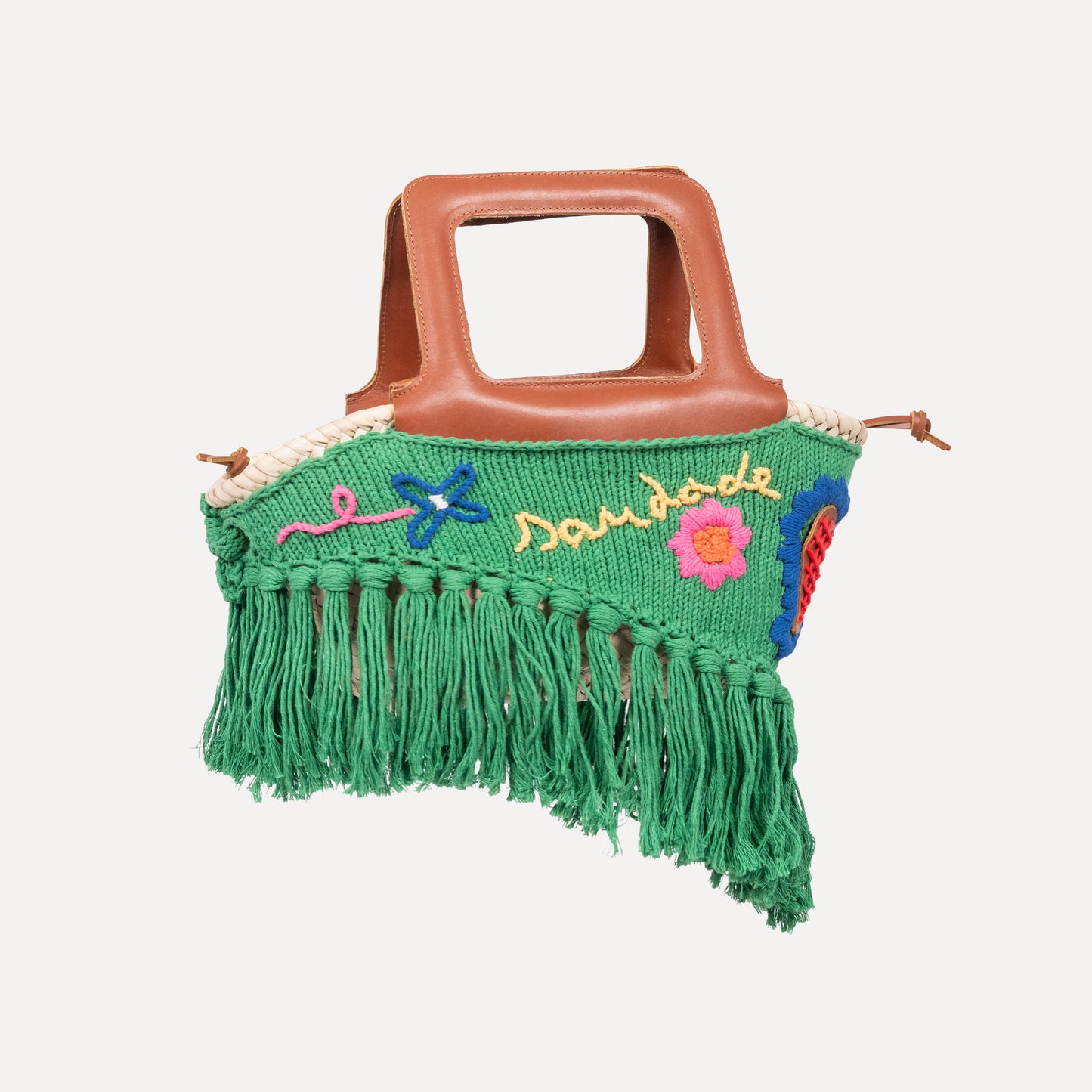 Minho - embroidered basket in orange