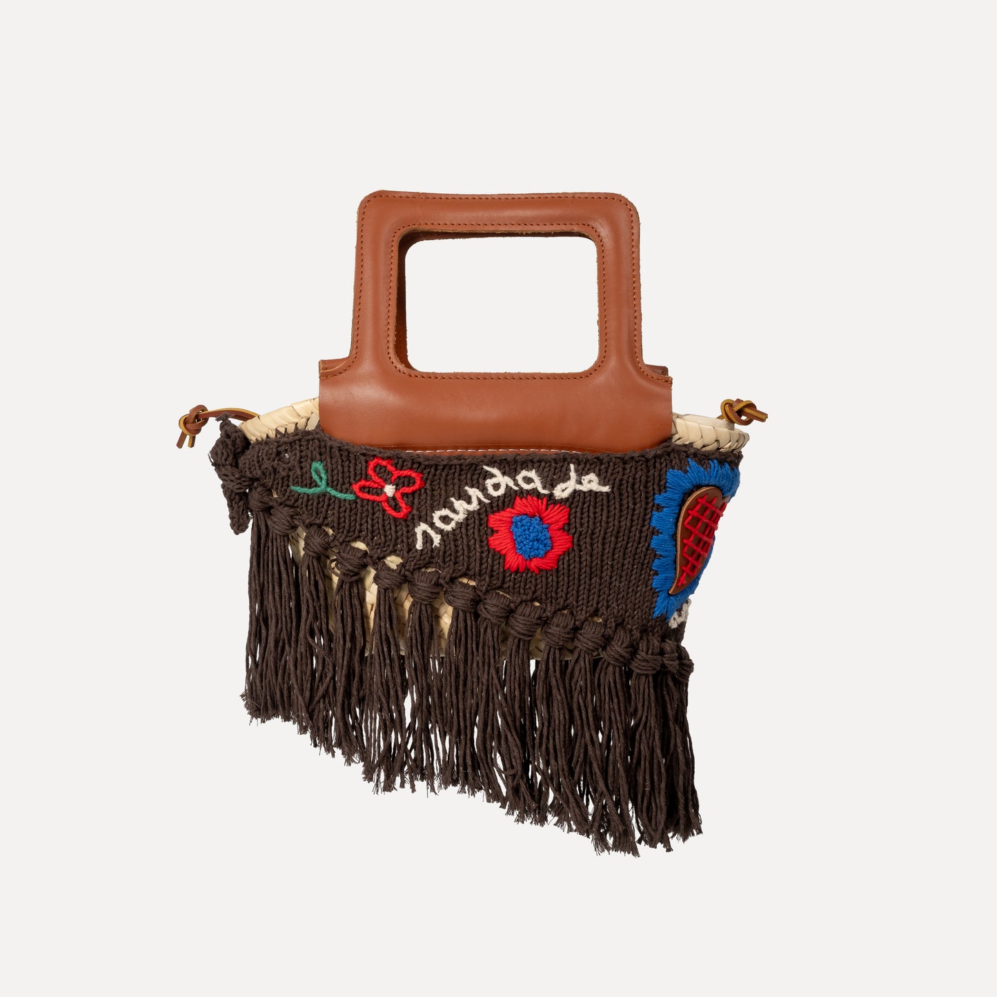 Minho - embroidered basket in chocolate