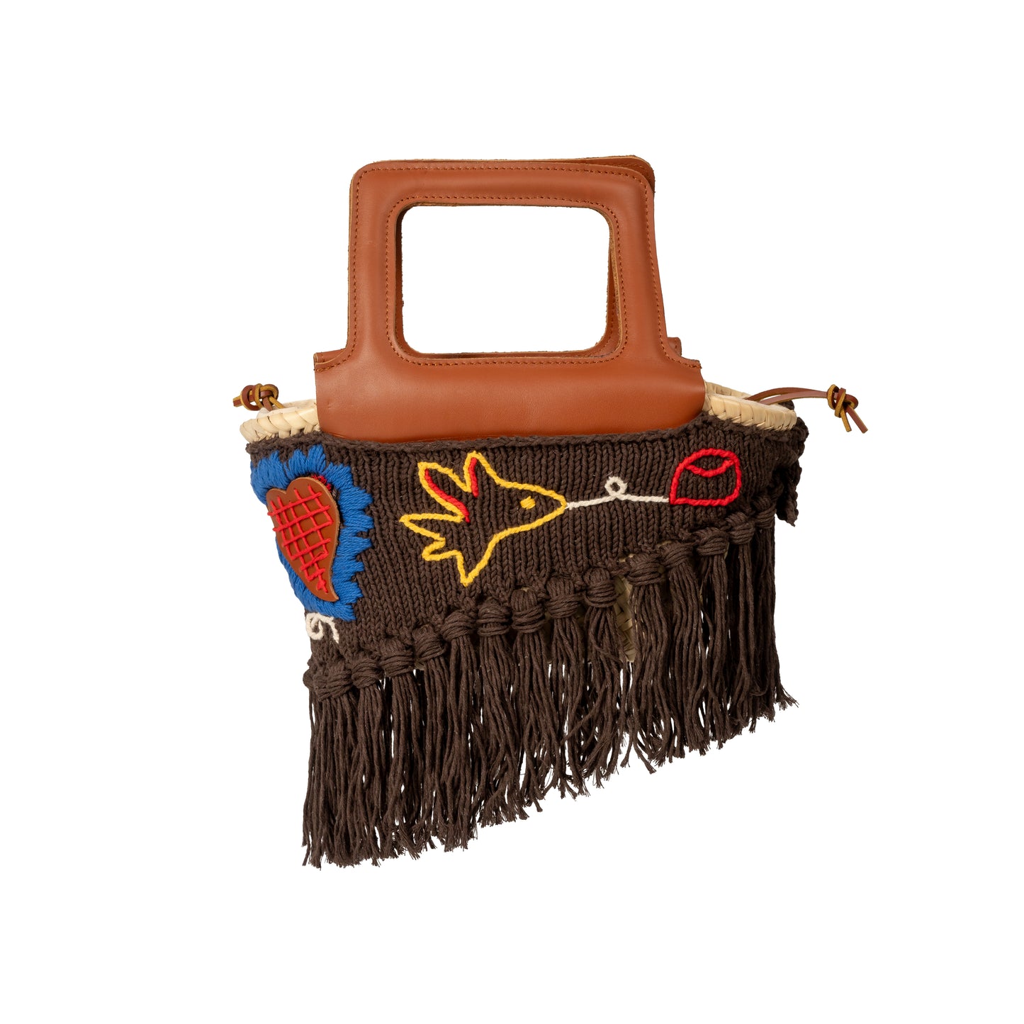 Minho - embroidered basket in chocolate