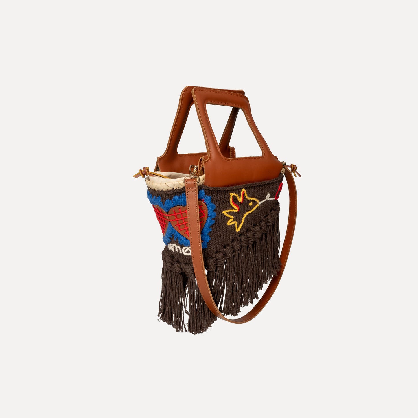 Minho - embroidered basket in chocolate