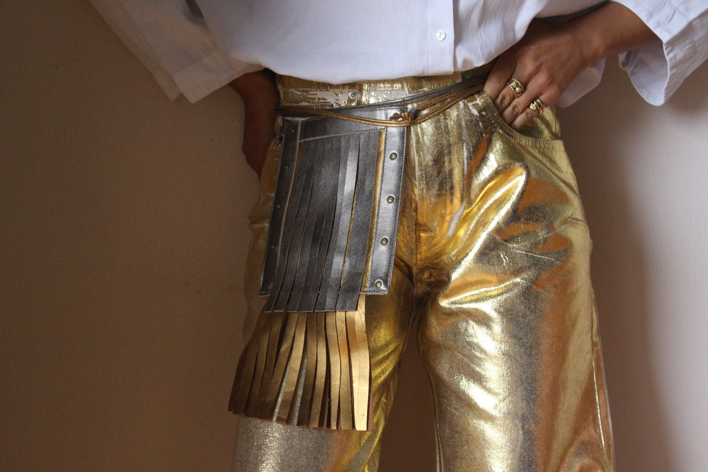 Talhas - cross body and belt bag in gold and silver