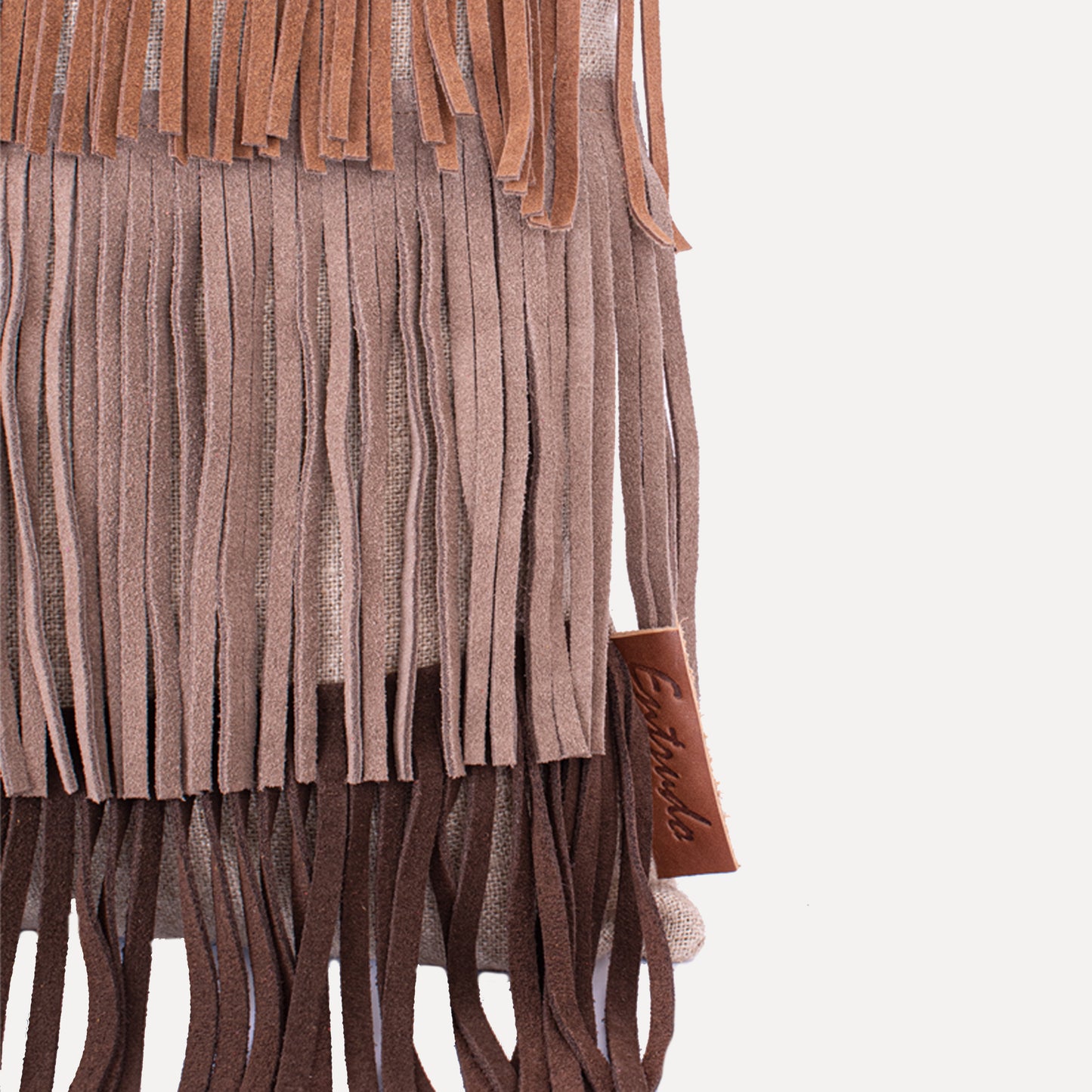 Lazarim - cushion with leather fringes in chocolate brown