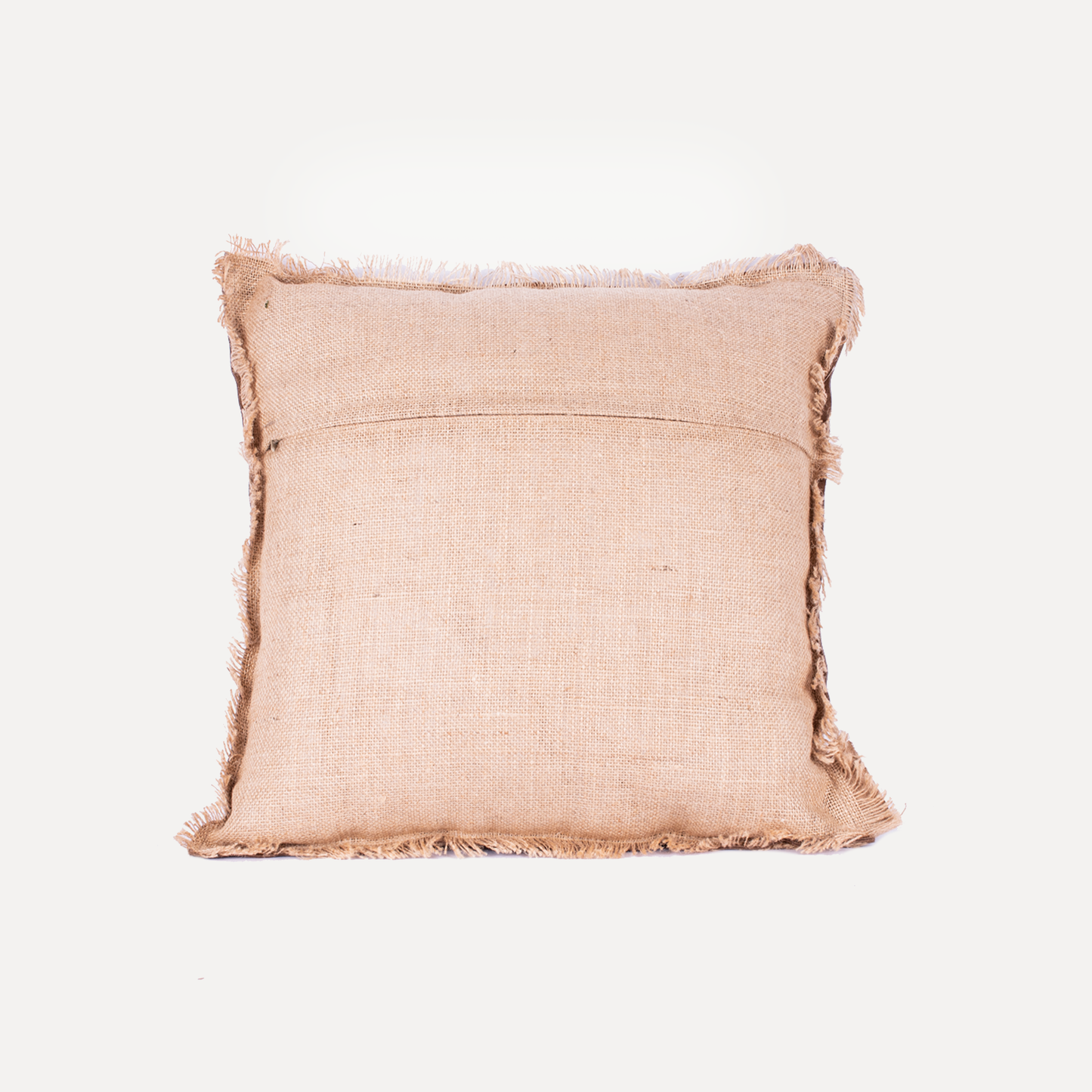 Chama - cushion with jute and leather patchwork