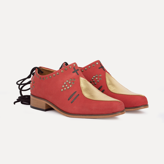Careto - handpainted shoes with lace in red