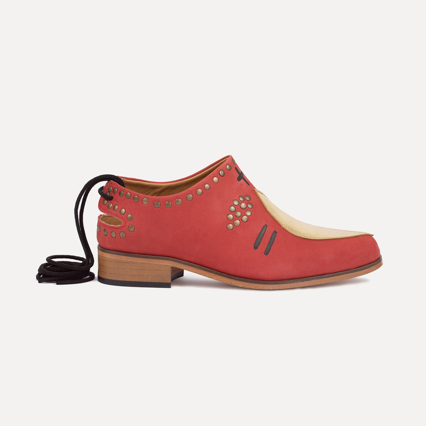 Careto - handpainted shoes with lace in red