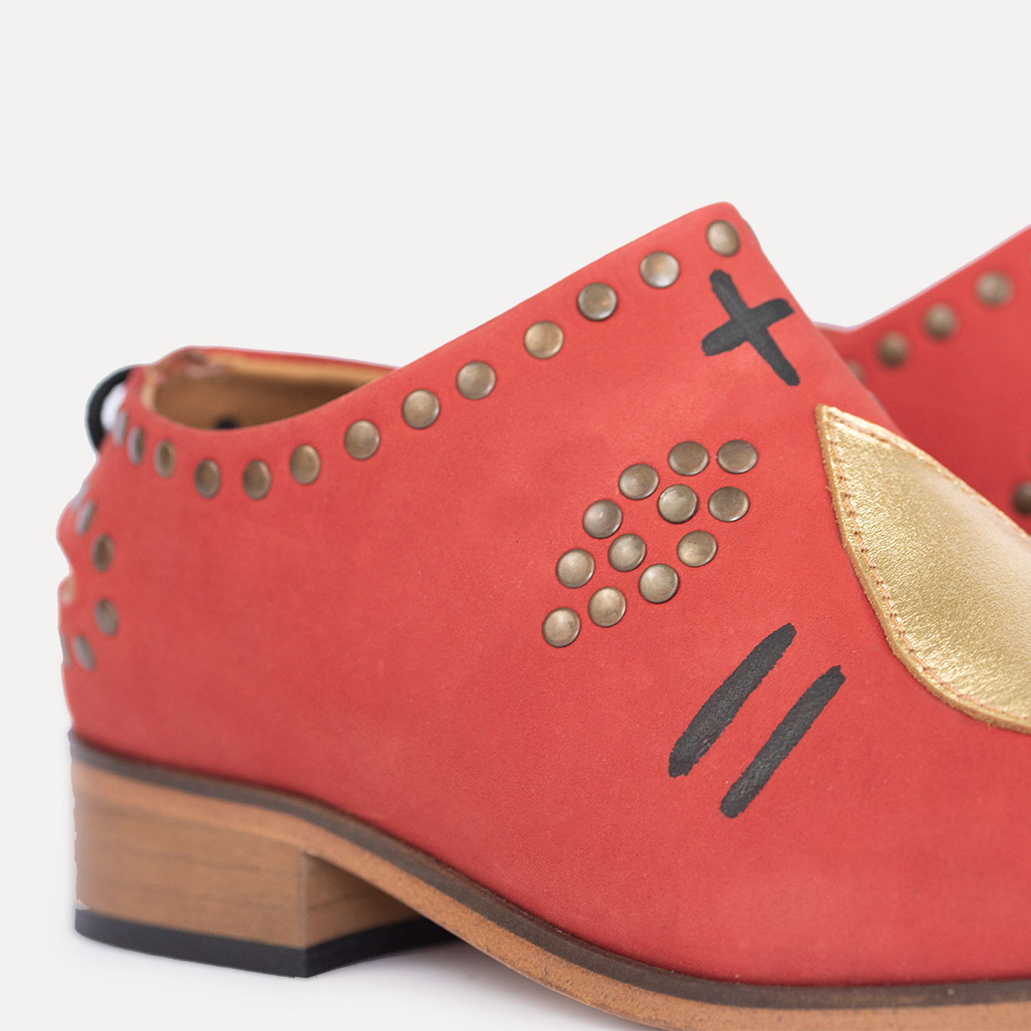 Careto - handpainted shoes with lace in red