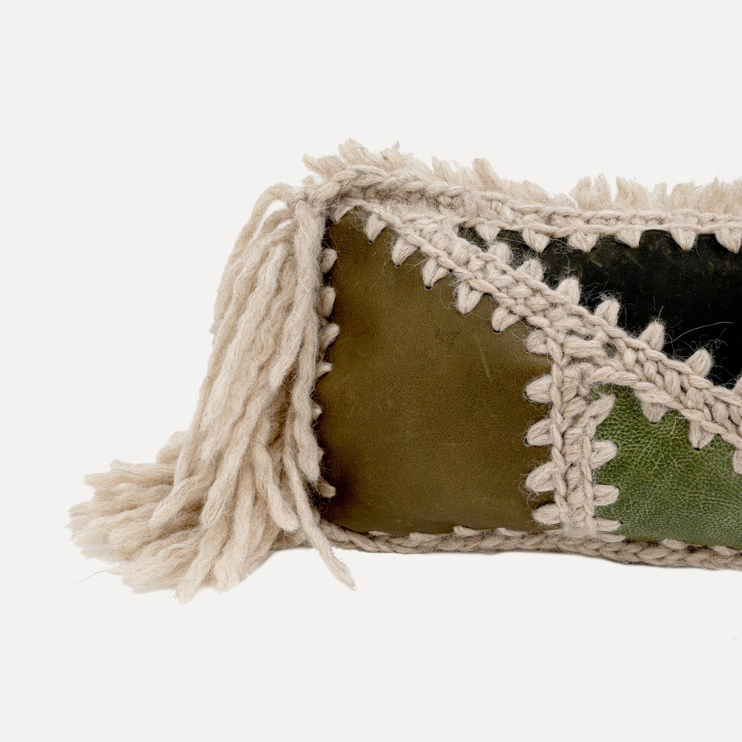 Paçó - leather patchwork clutch with wool