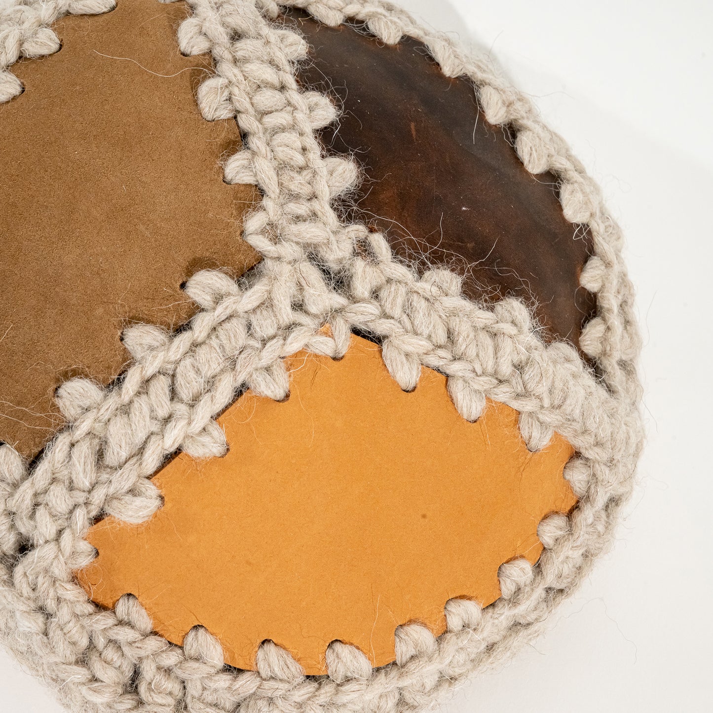 Paçó- leather patchwork beret with wool