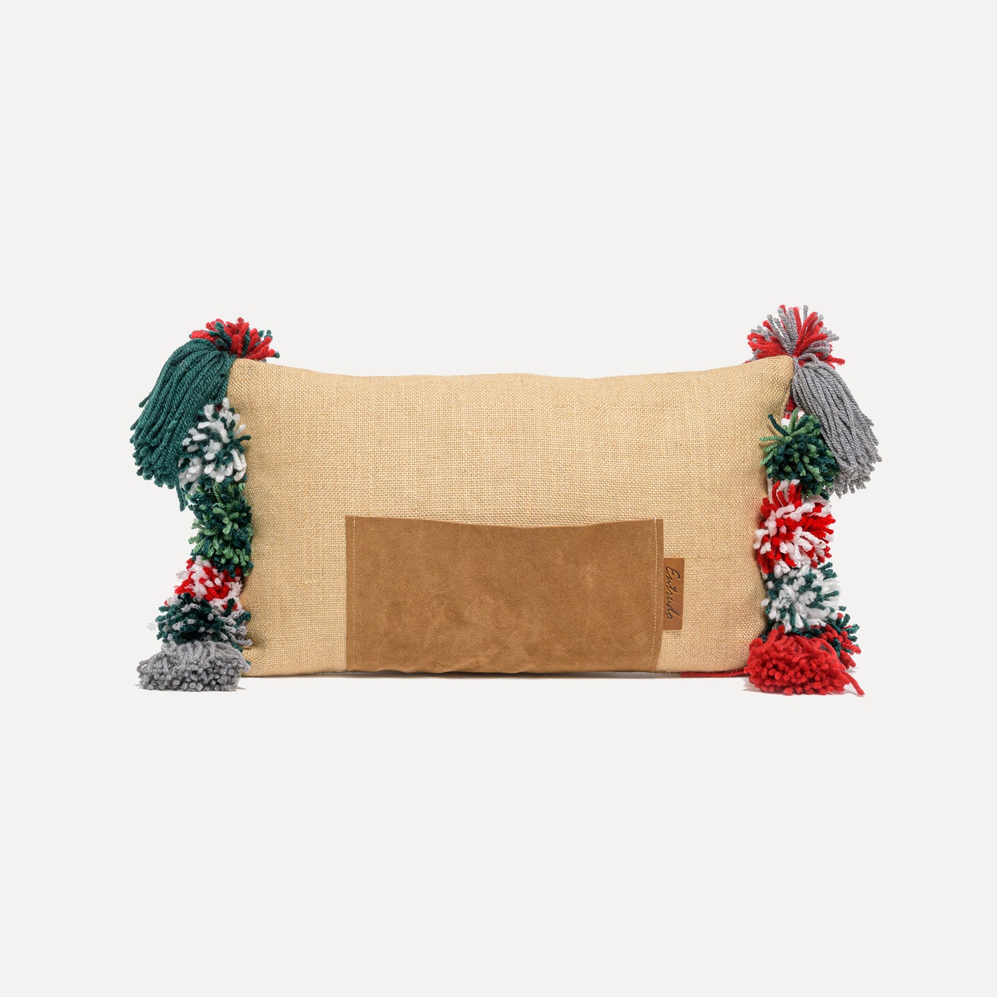 Onor (Special Christmas Edition) - cushion with wool pom poms and a leather pocket