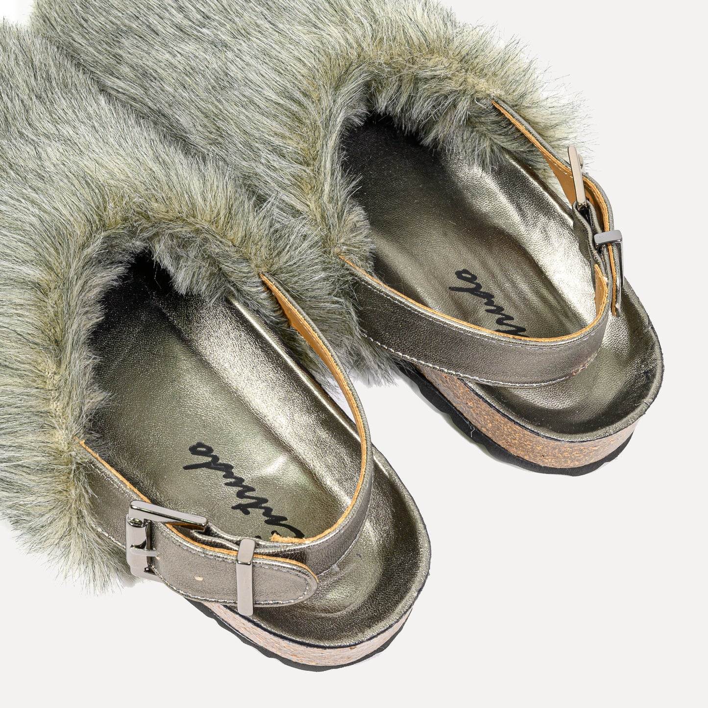 Covelinhas - mules with faux fur in gray