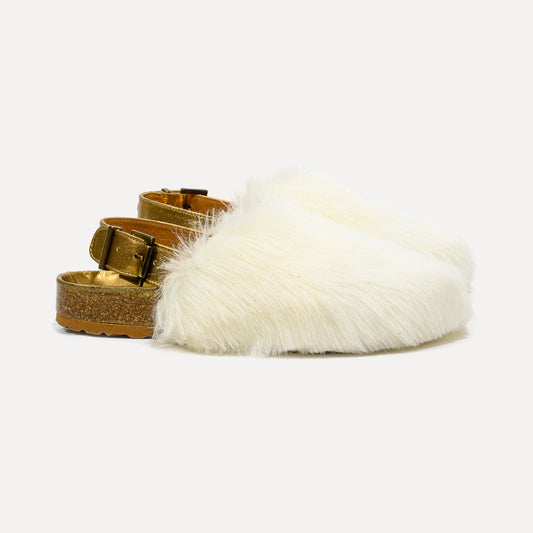 Covelinhas - mules with faux fur in white