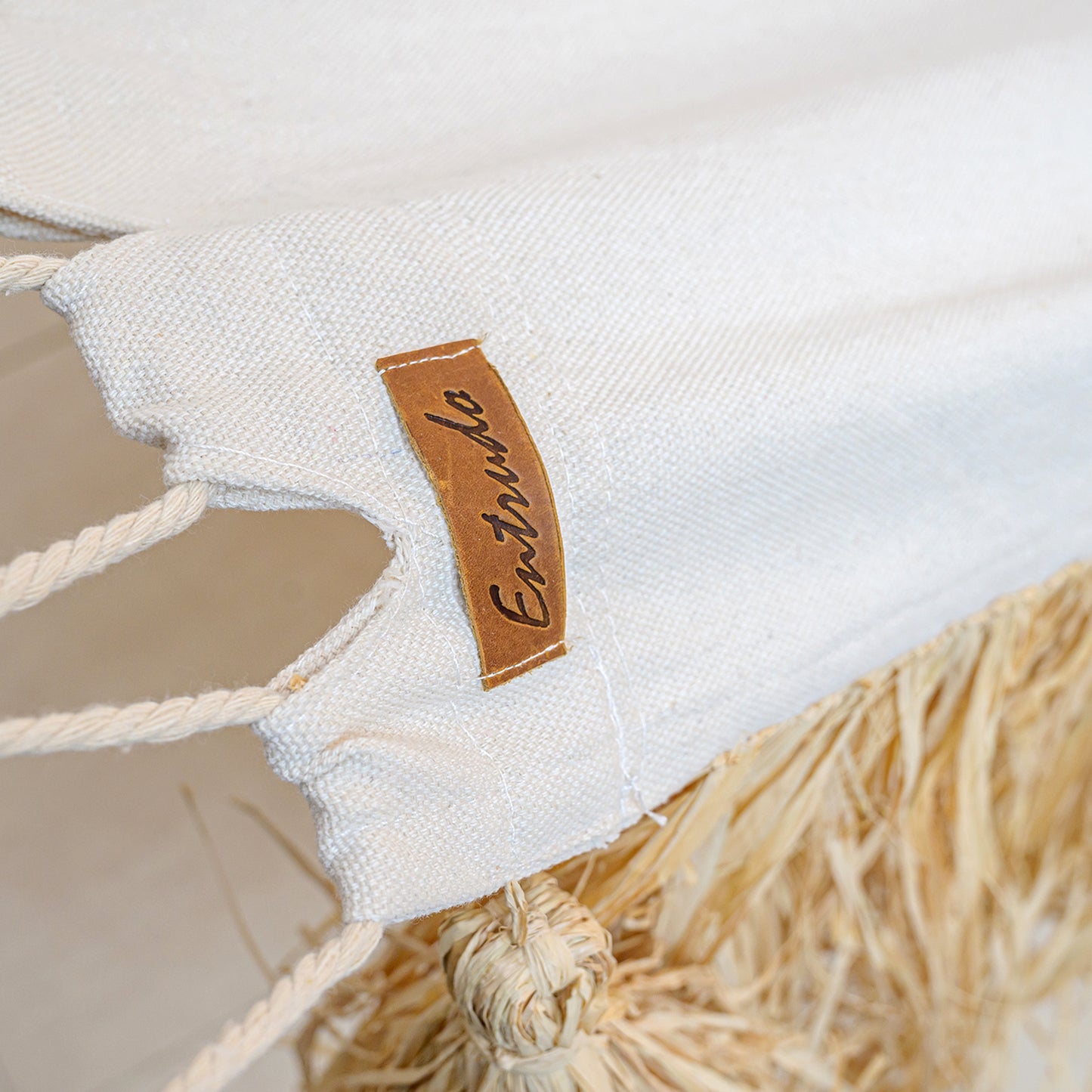 Cambres - garden hammock with handmade raffia fringes and tassels